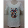 Girl Wholesale Cotton Embroidery Custom Round Neck Fashion T-Shirt